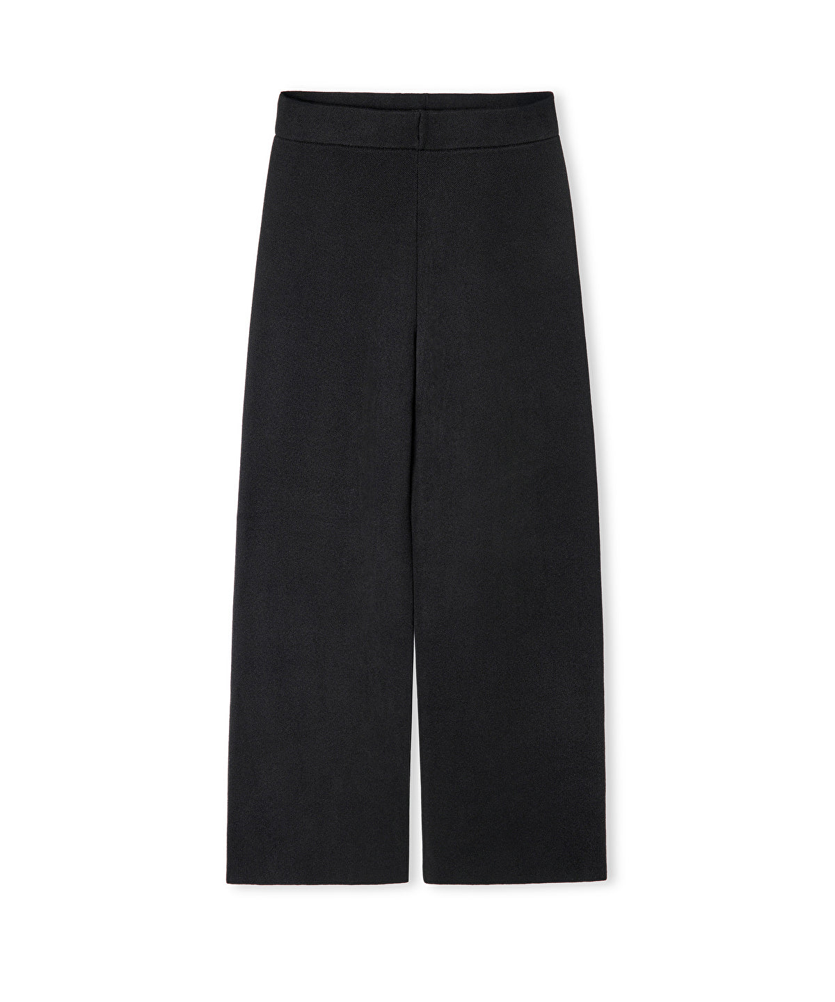 Wide-Leg Knit Trousers with Elastic Waist