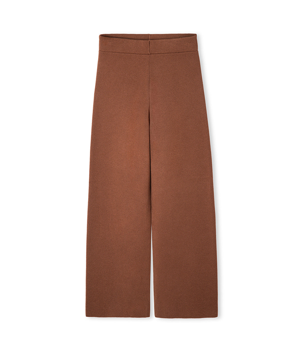 Wide-Leg Knit Trousers with Elastic Waist