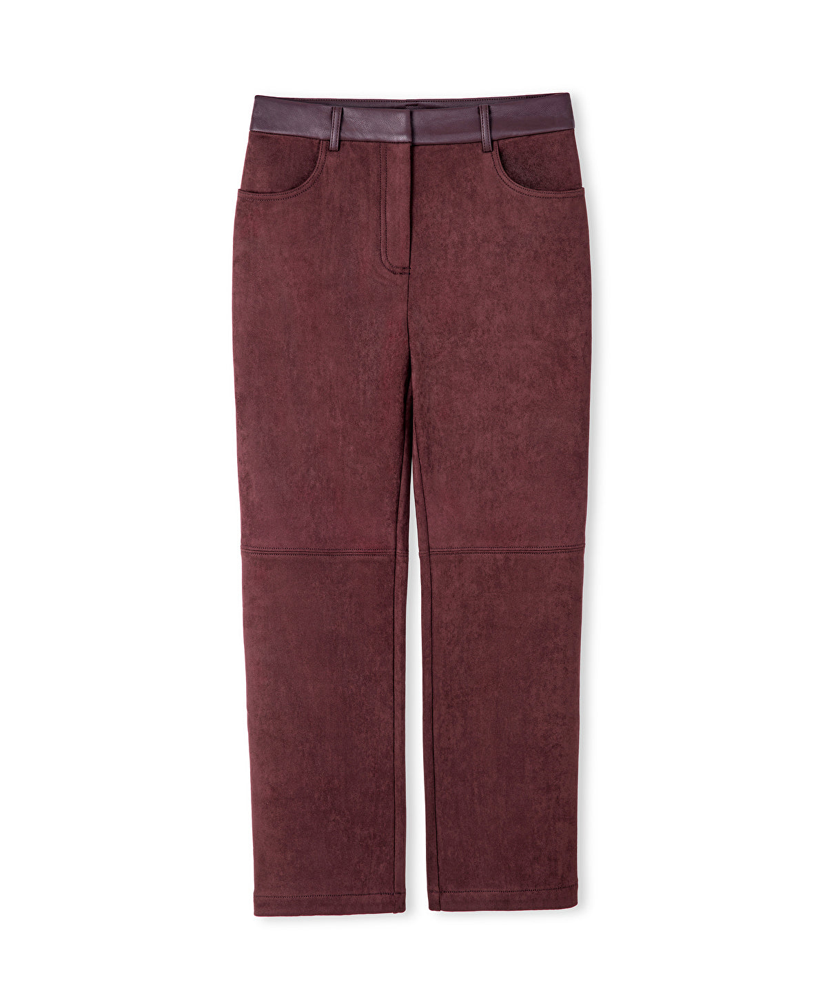 Suede-Effect Straight-Leg Trousers