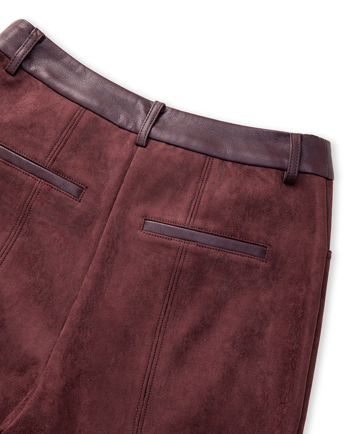 Suede-Effect Straight-Leg Trousers
