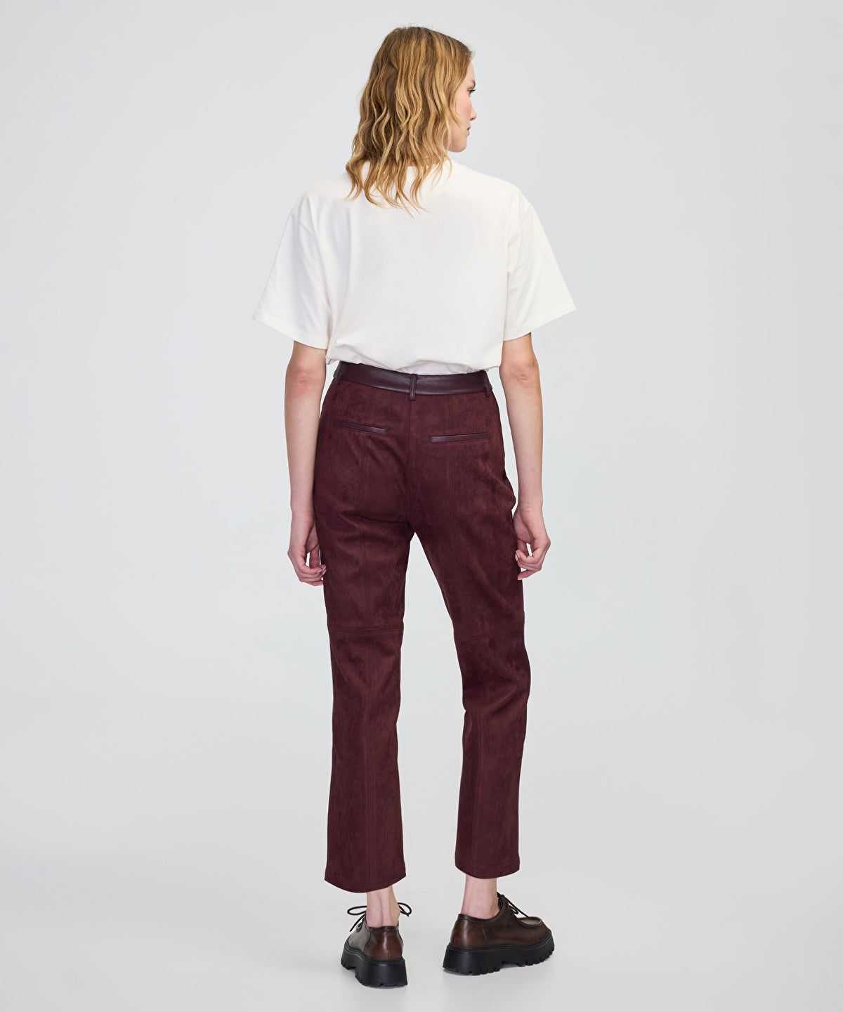 Suede-Effect Straight-Leg Trousers