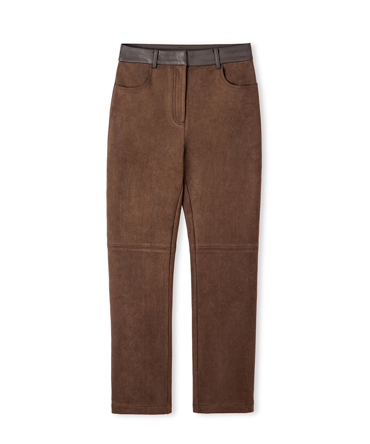 Suede-Effect Straight-Leg Trousers