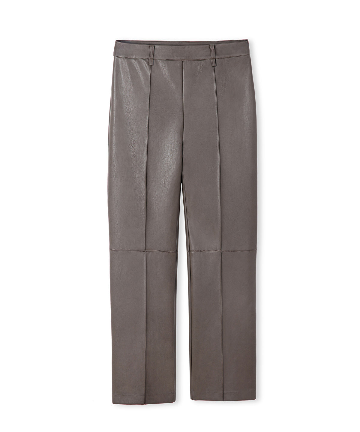 Leather-Effect Straight-Leg Trousers