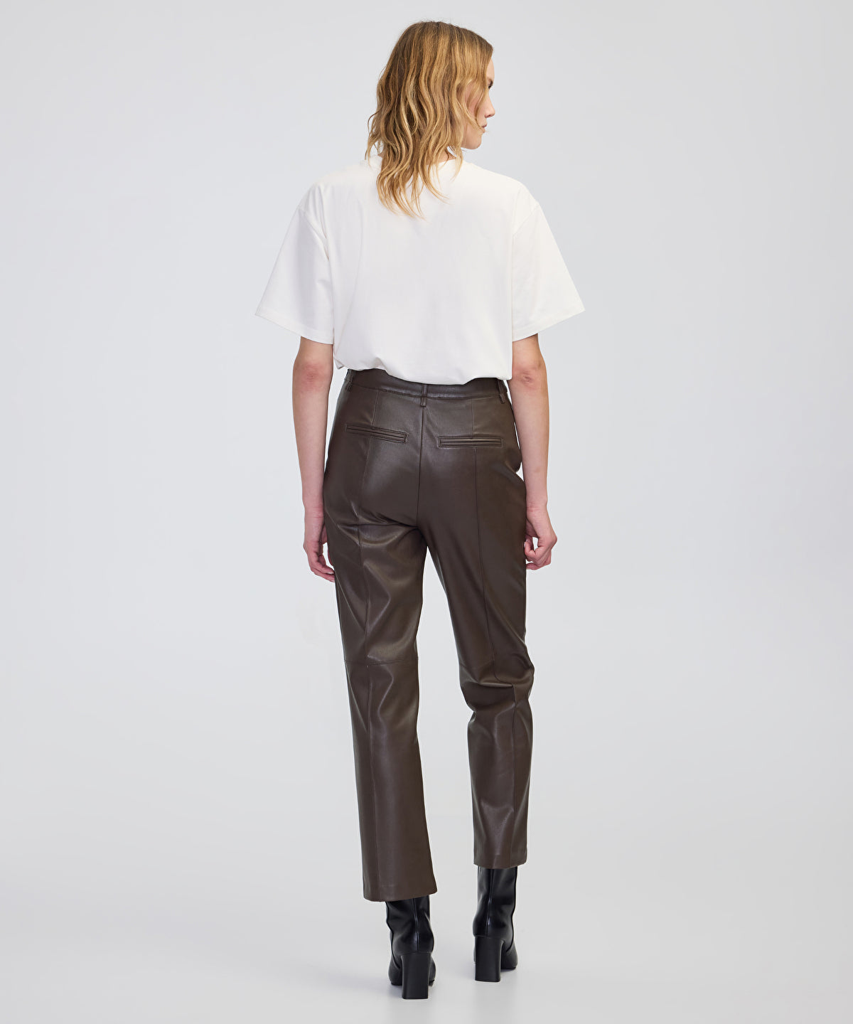 Leather-Effect Straight-Leg Trousers