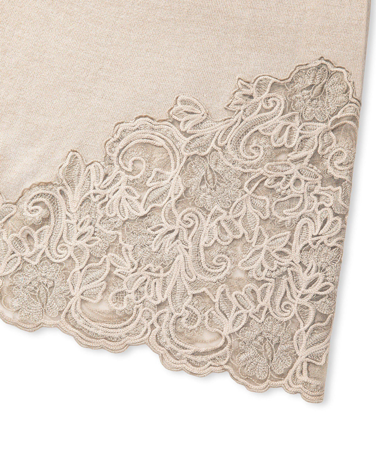 Lace-Applique Knit Skirt