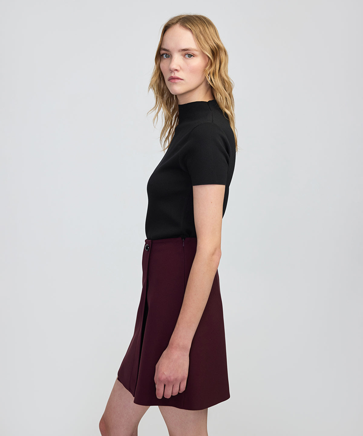 Contrast Button Skirt