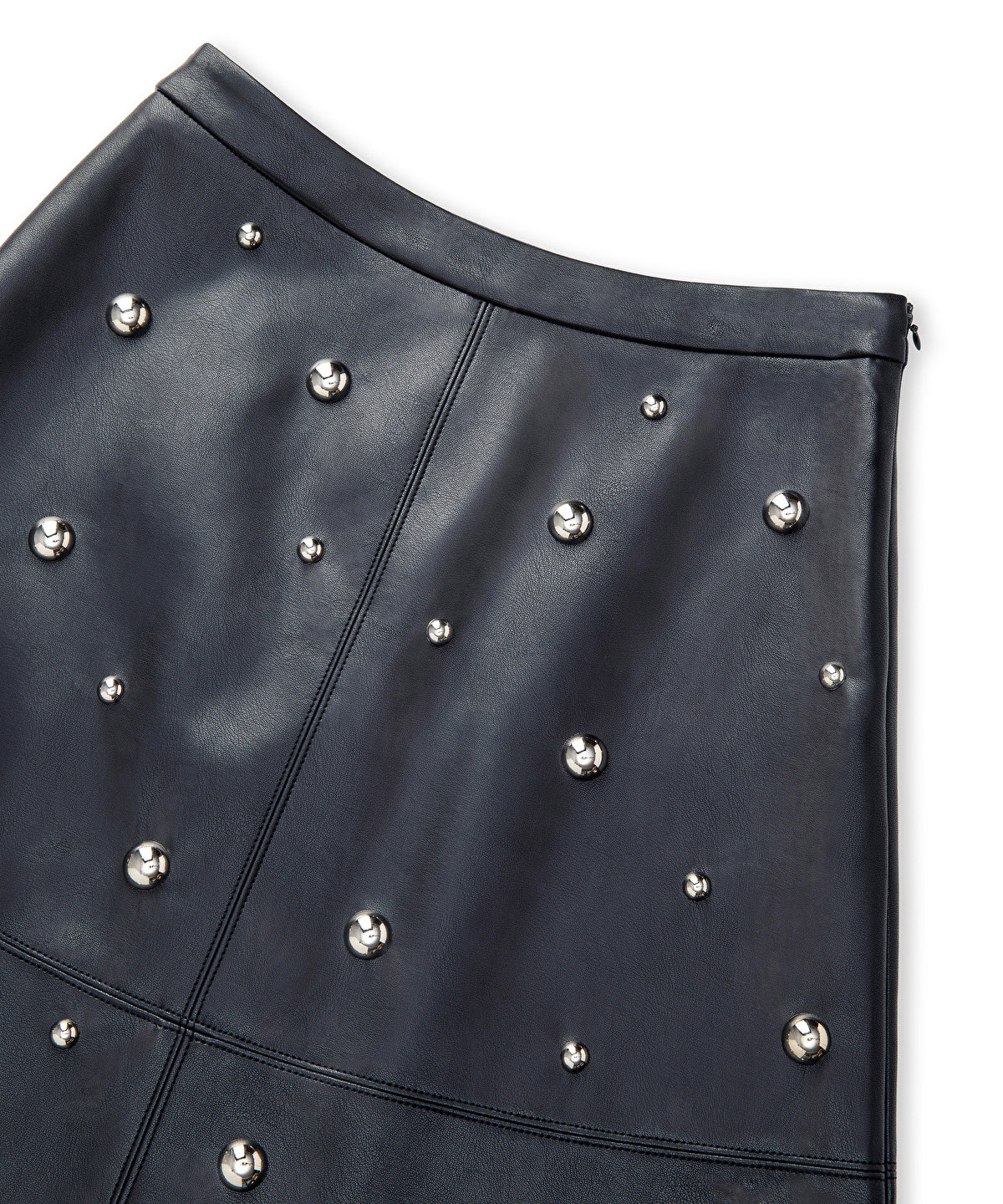 Stud-Embellished Faux-Leather Skirt