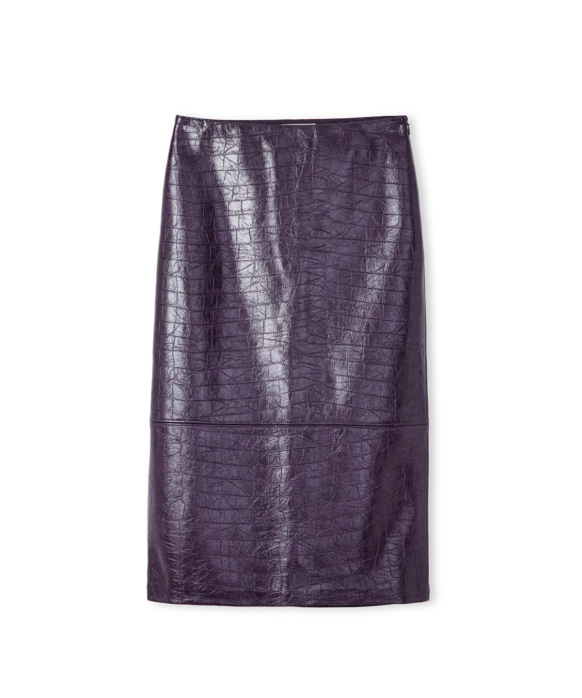 Croc-Effect Midi Skirt