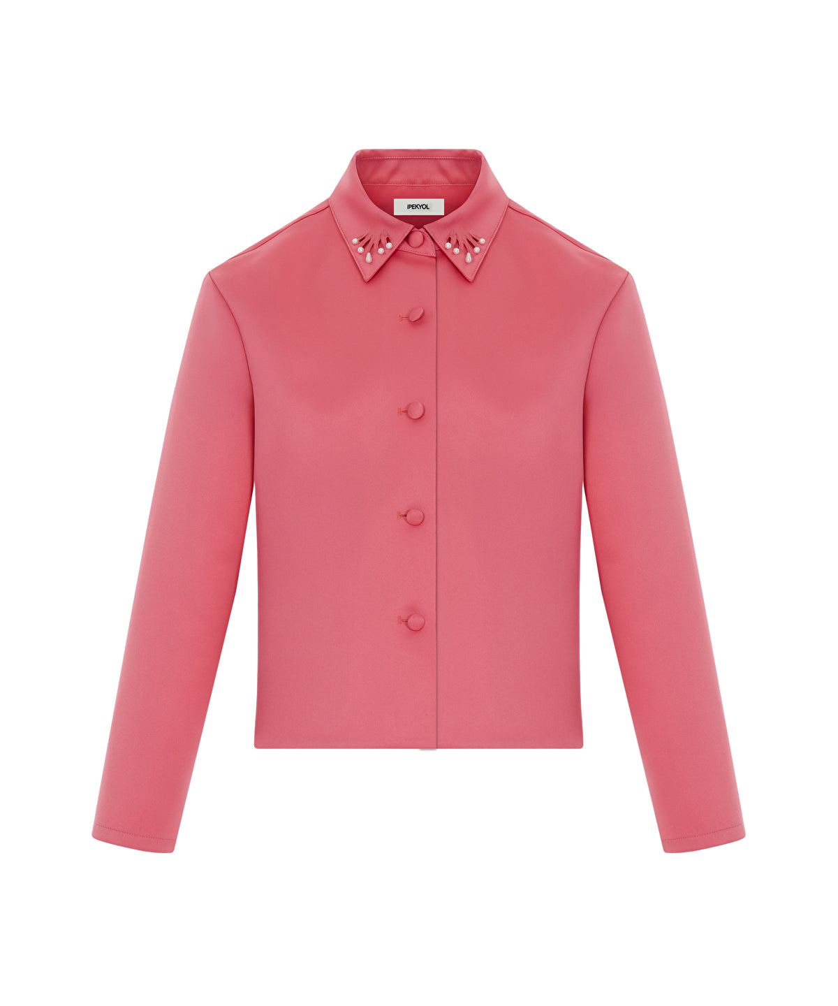 Cutout Jacket with Faux Pearl