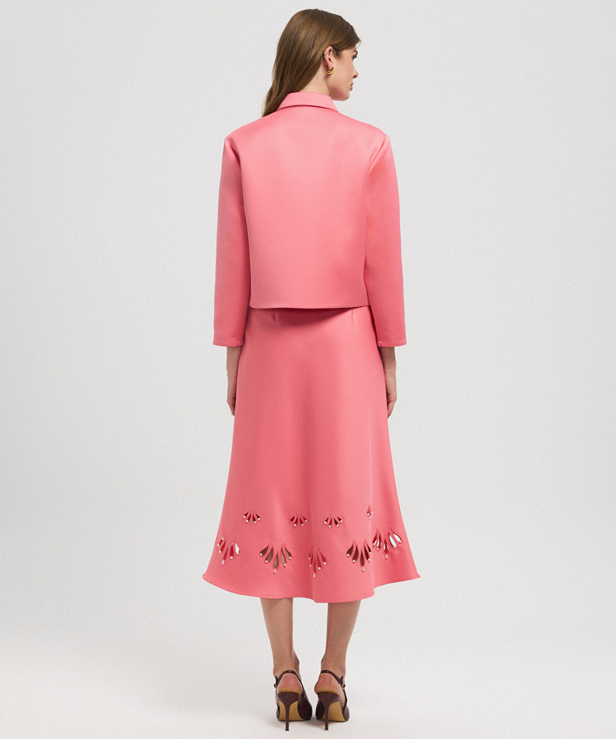 Cutout Jacket with Faux Pearl