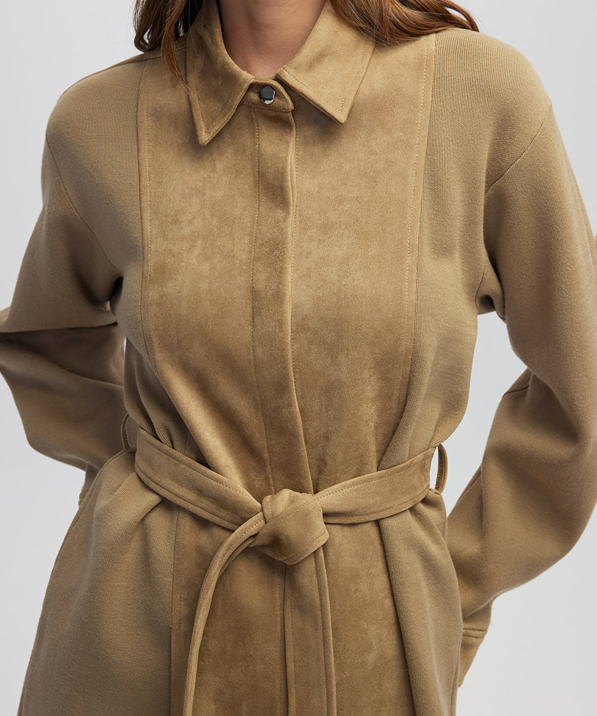 Mixed Media Belted Jacket