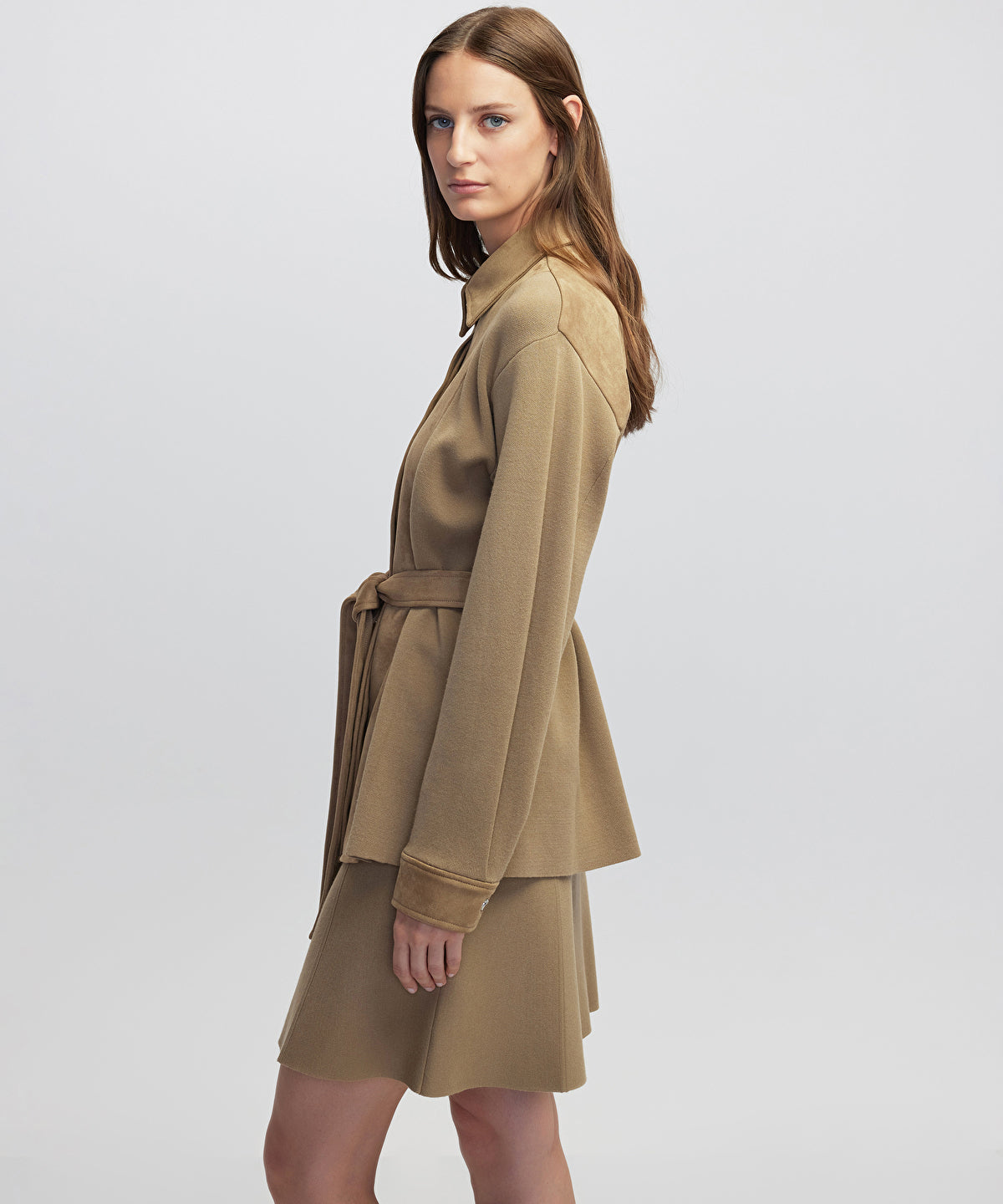 Mixed Media Belted Jacket