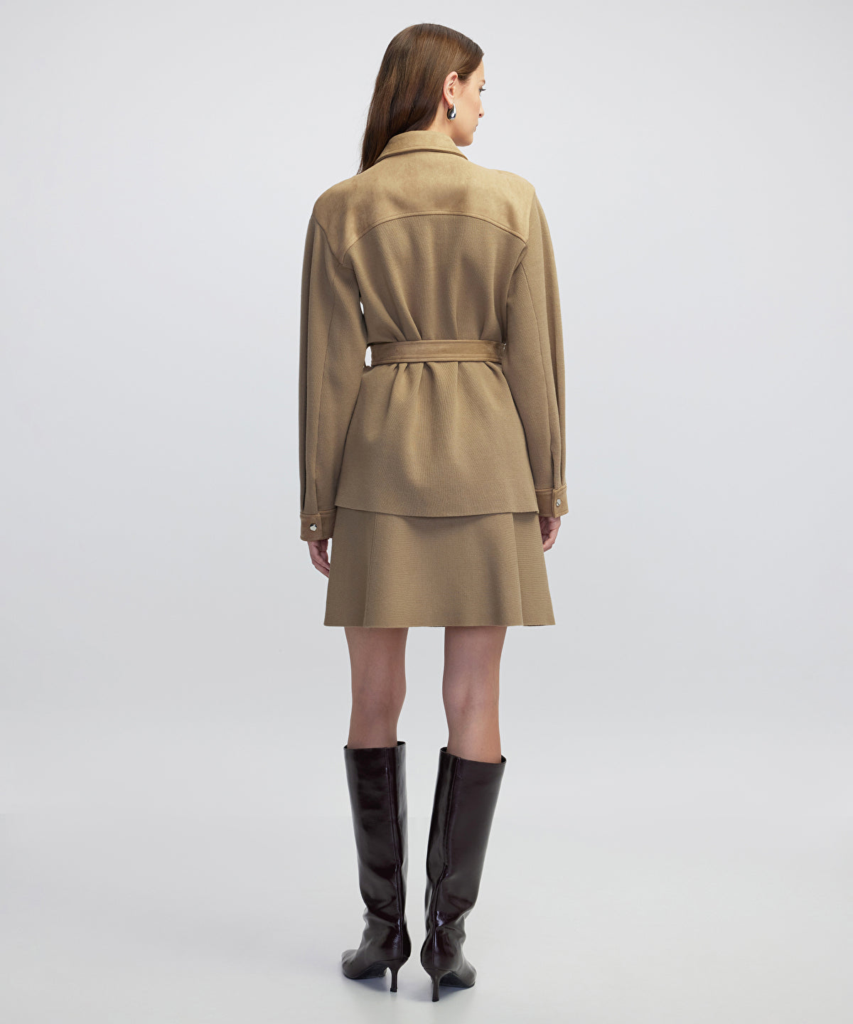 Mixed Media Belted Jacket