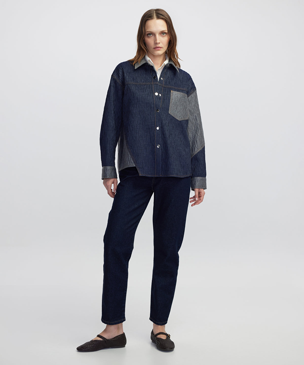 Color-Block Crushed Textured Jacket