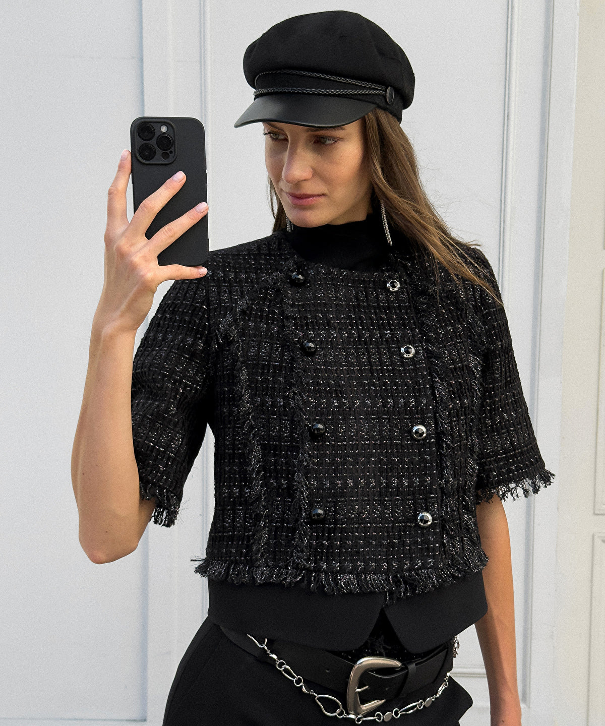 Fringe-Trim Textured Jacket