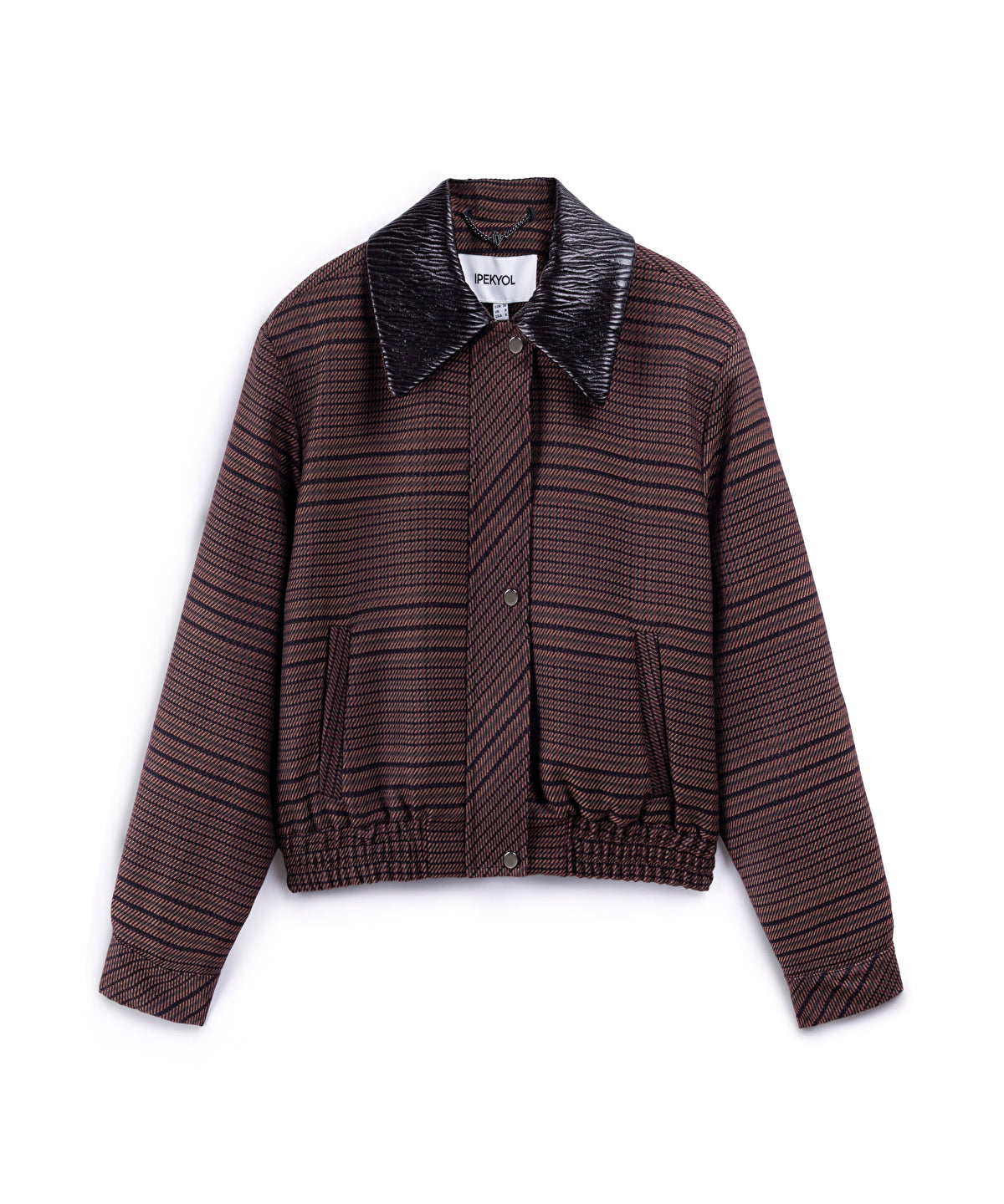 Contrast Collar Checked Jacket