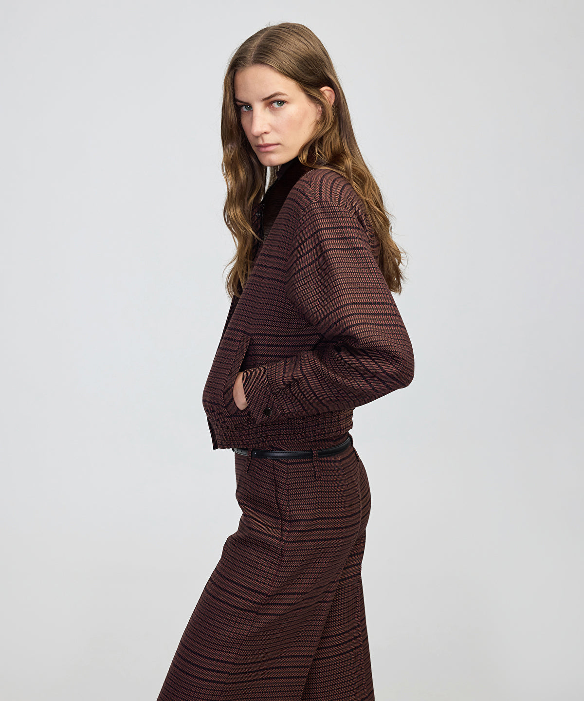 Contrast Collar Checked Jacket