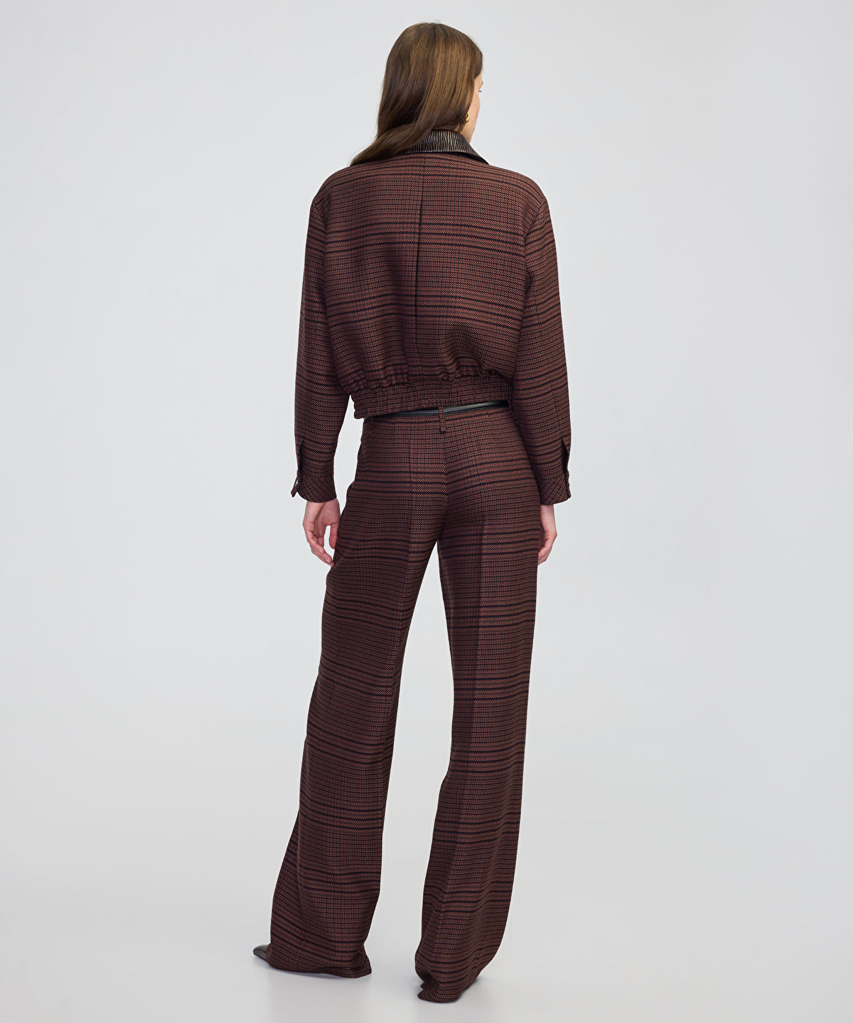 Contrast Collar Checked Jacket