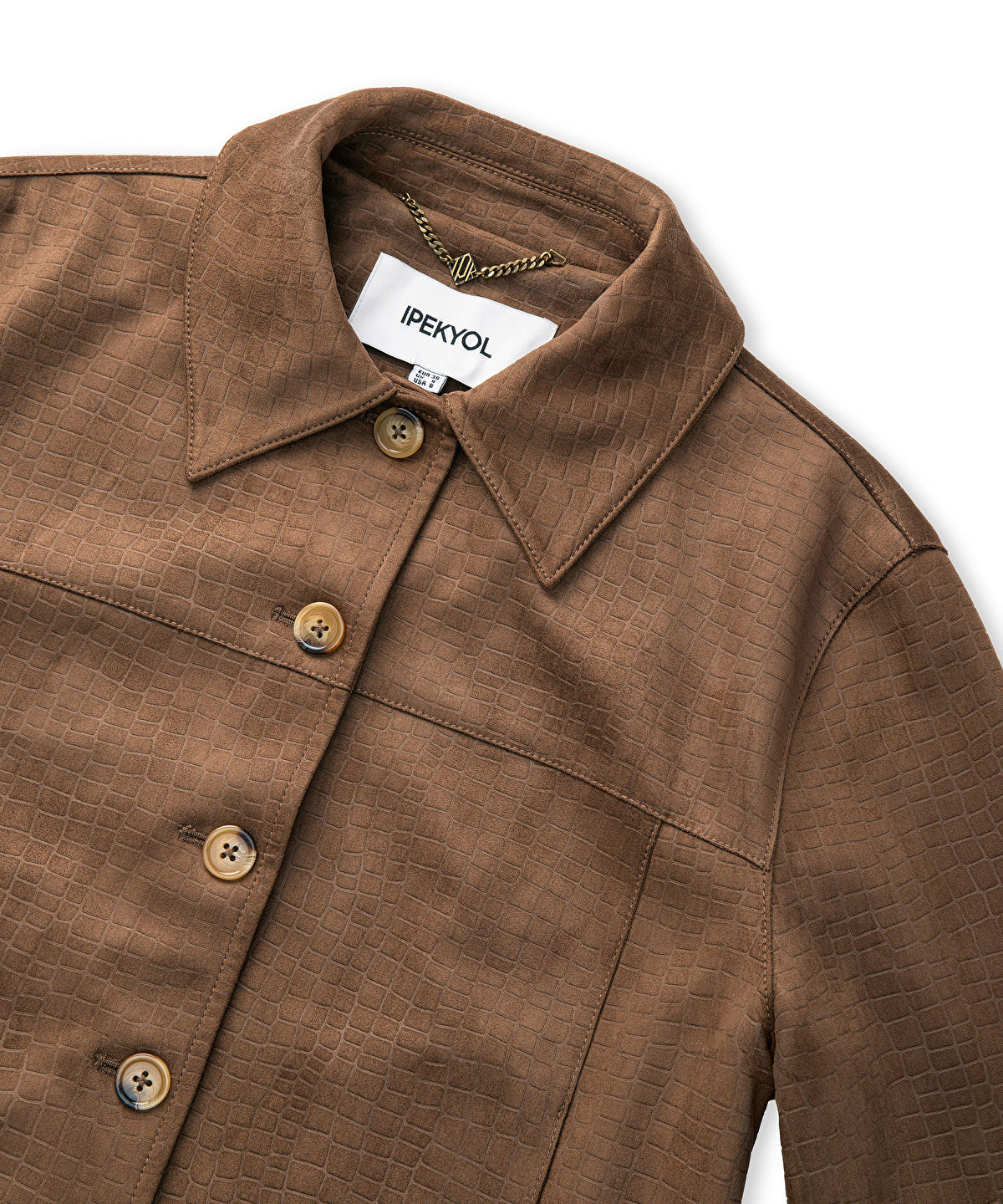 Croc-Effect Faux Suede Jacket