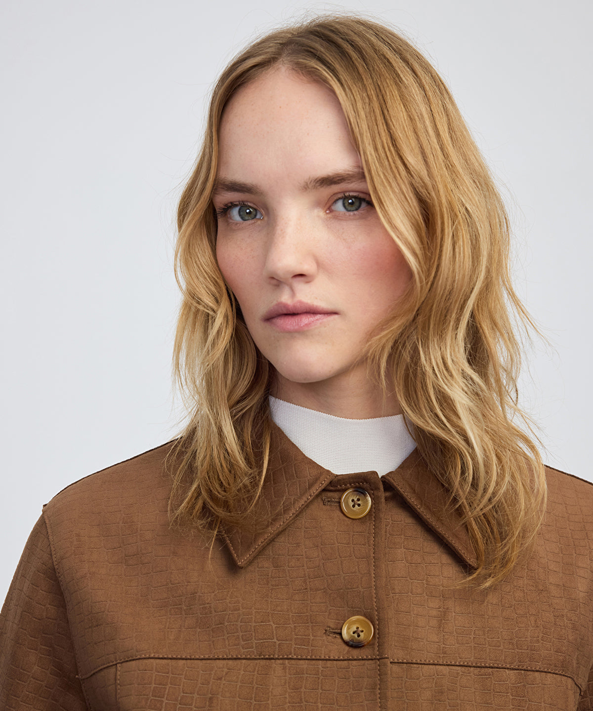 Croc-Effect Faux Suede Jacket