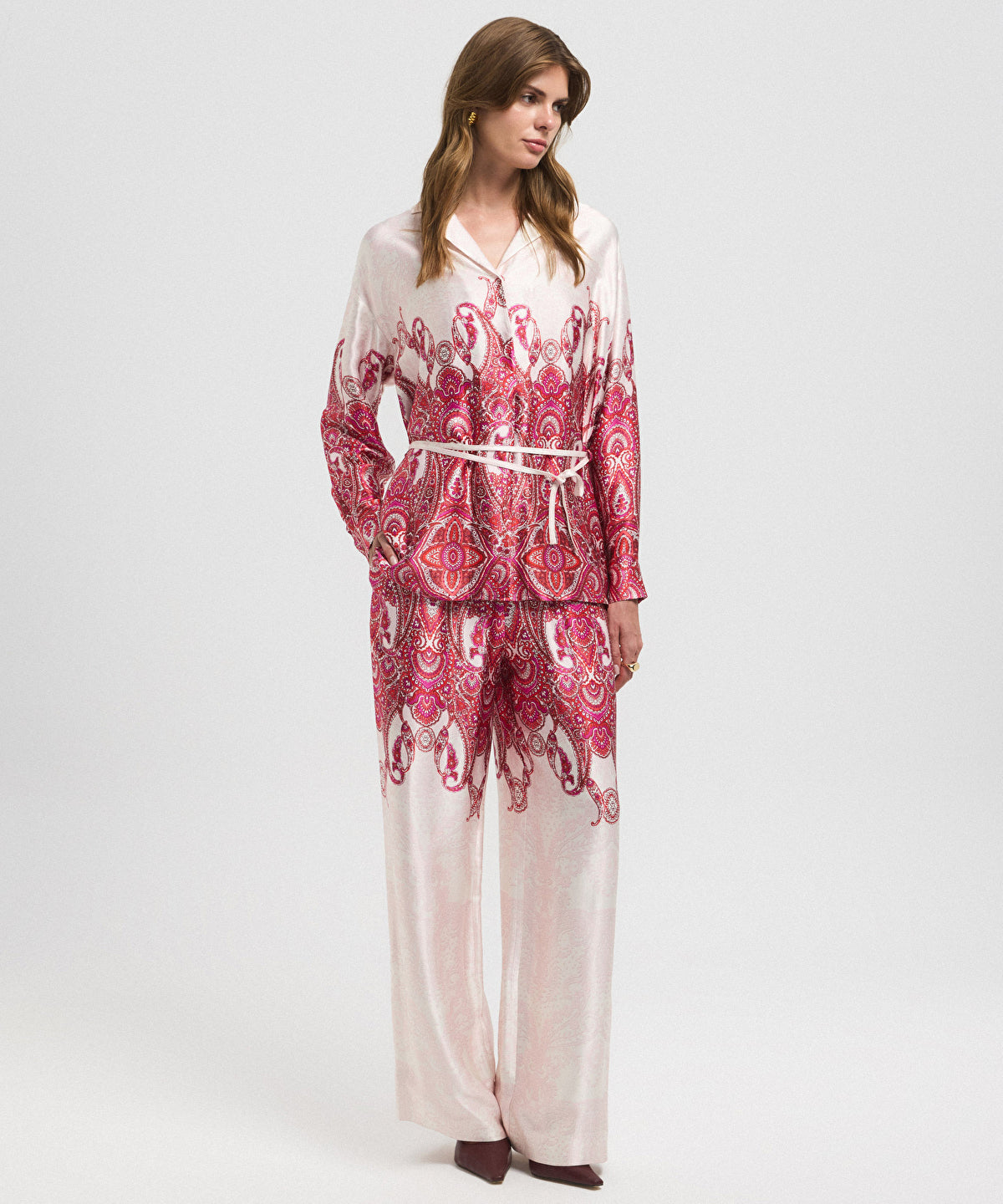 Color-Block Belted Blouse