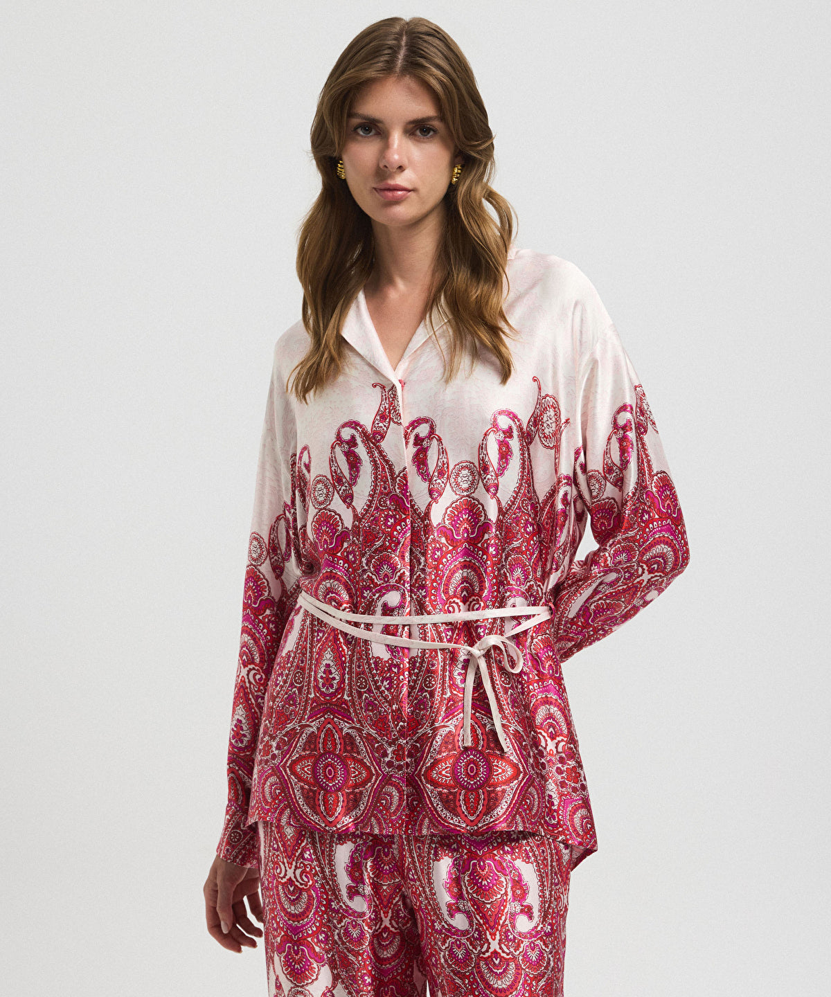 Color-Block Belted Blouse