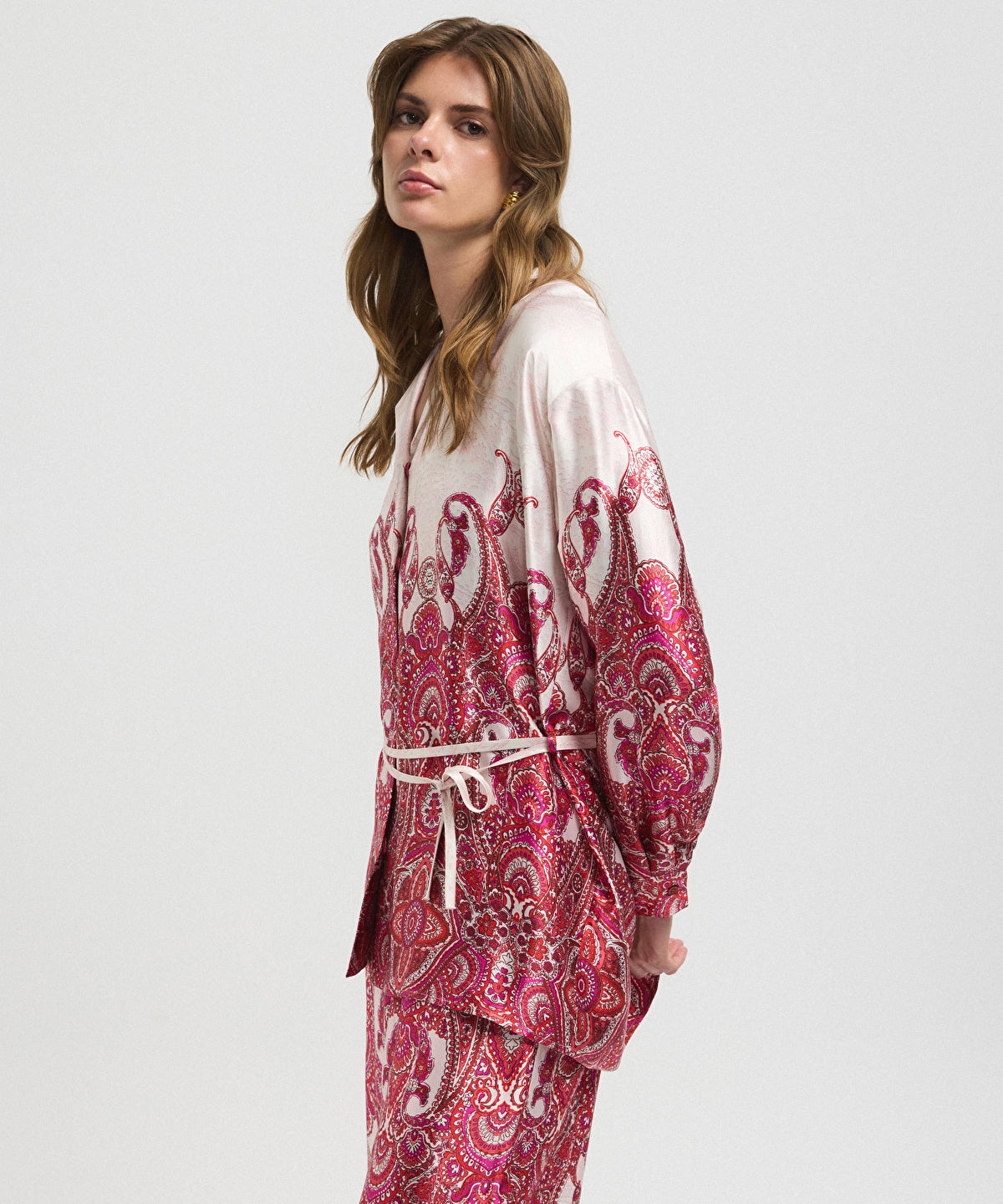 Color-Block Belted Blouse