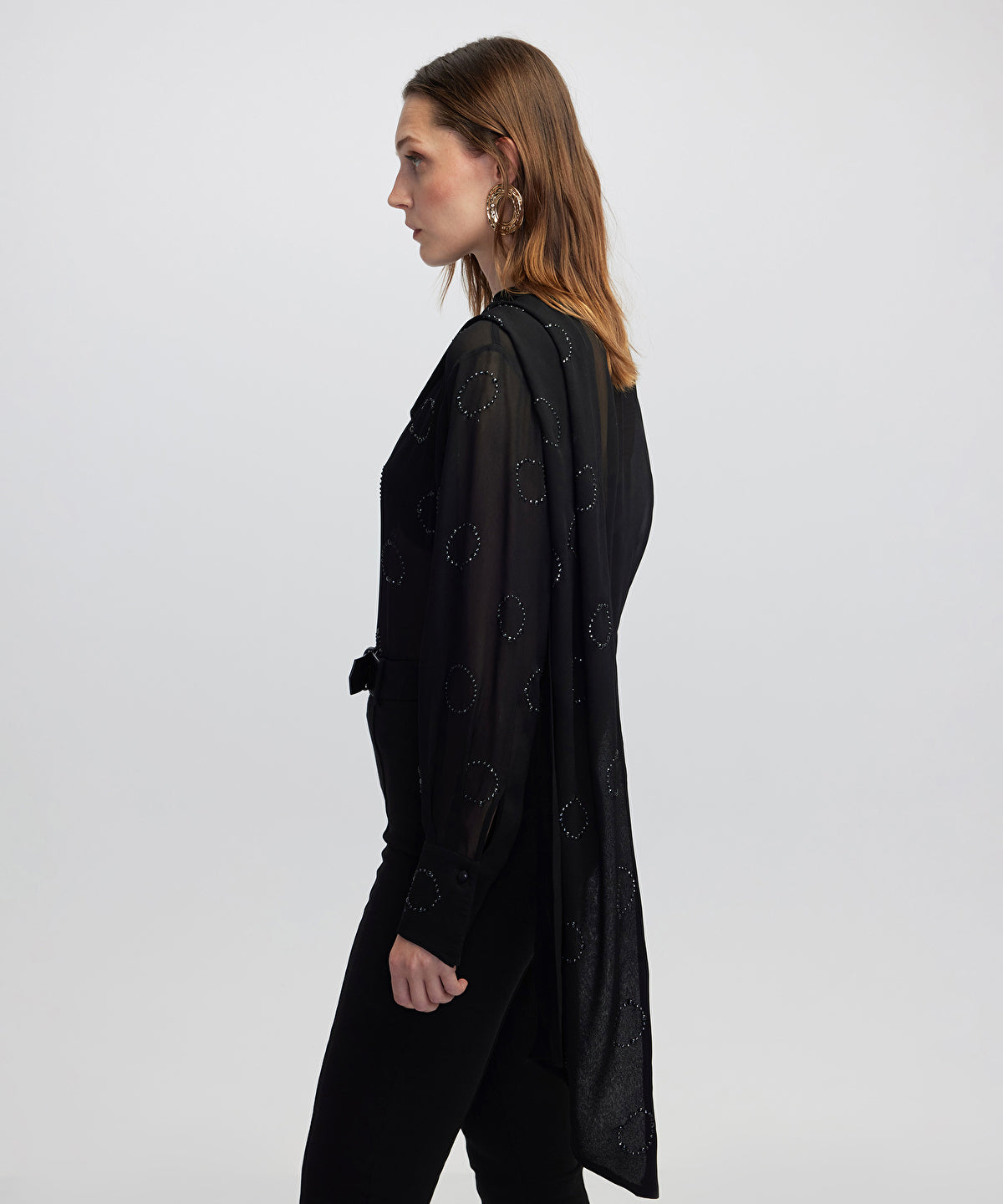 Rhinestone Chiffon Blouse