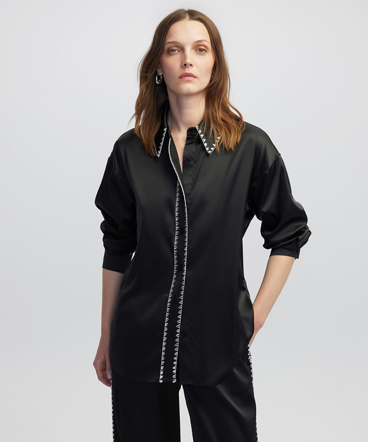Strass-Trim Blouse