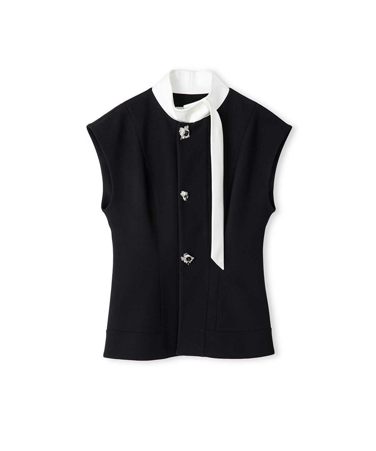 Jewel-Button Color-Block Vest