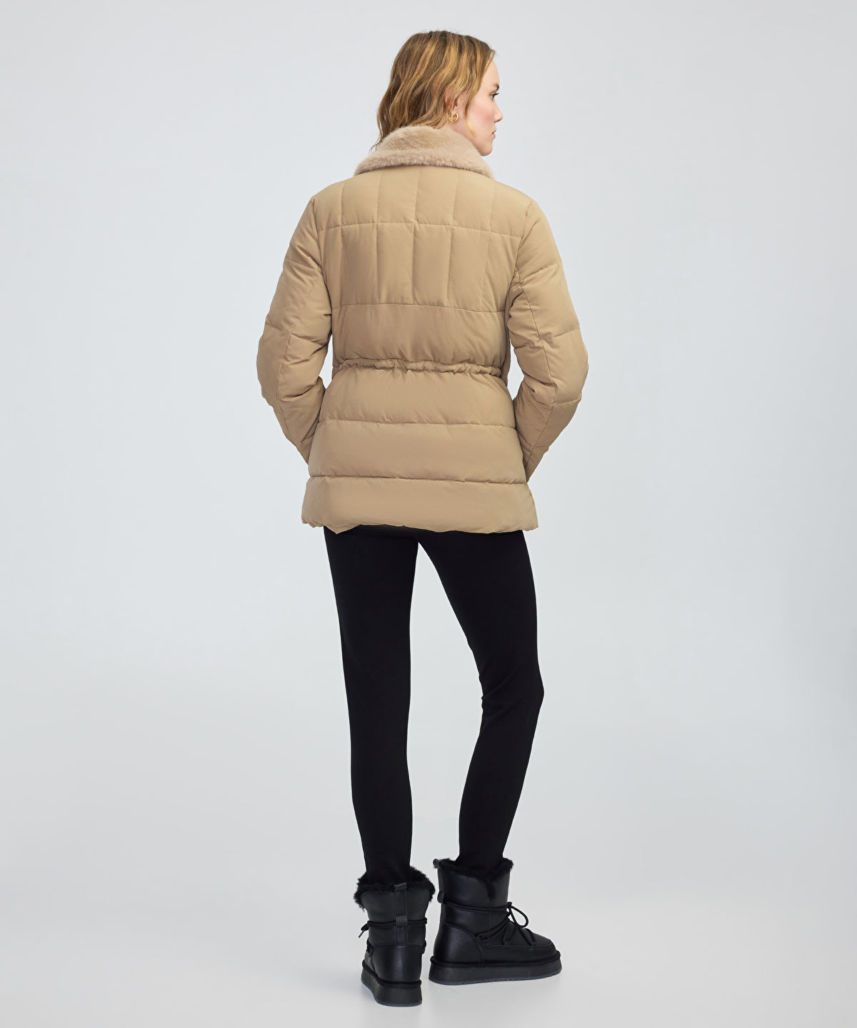 Quilted Puffer with Faux Fur Collar
