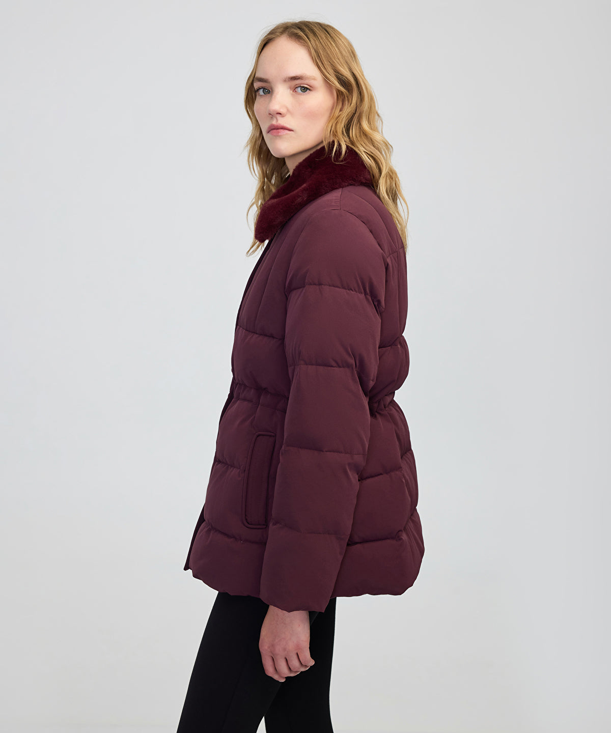 Quilted Puffer with Faux Fur Collar
