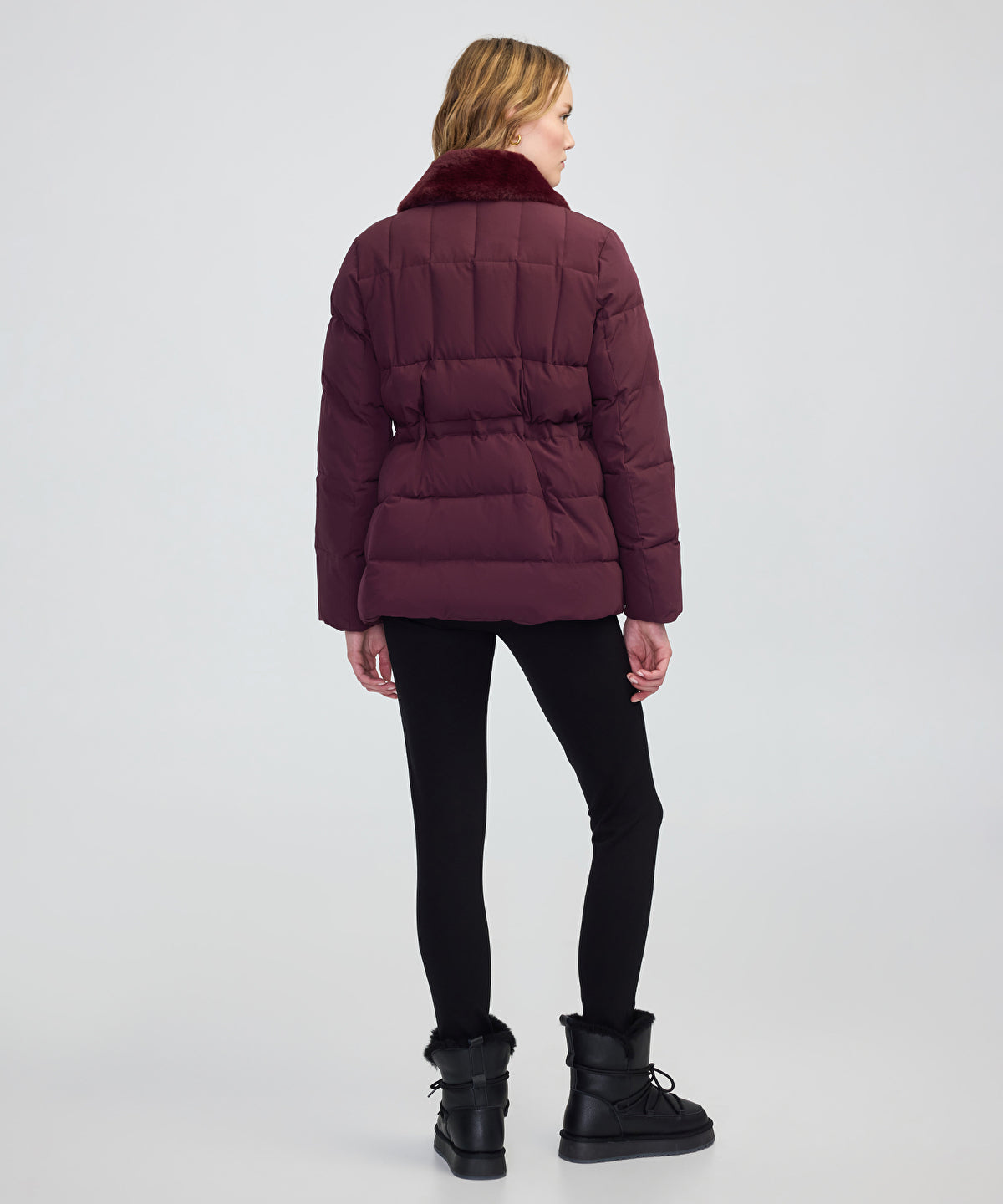 Quilted Puffer with Faux Fur Collar