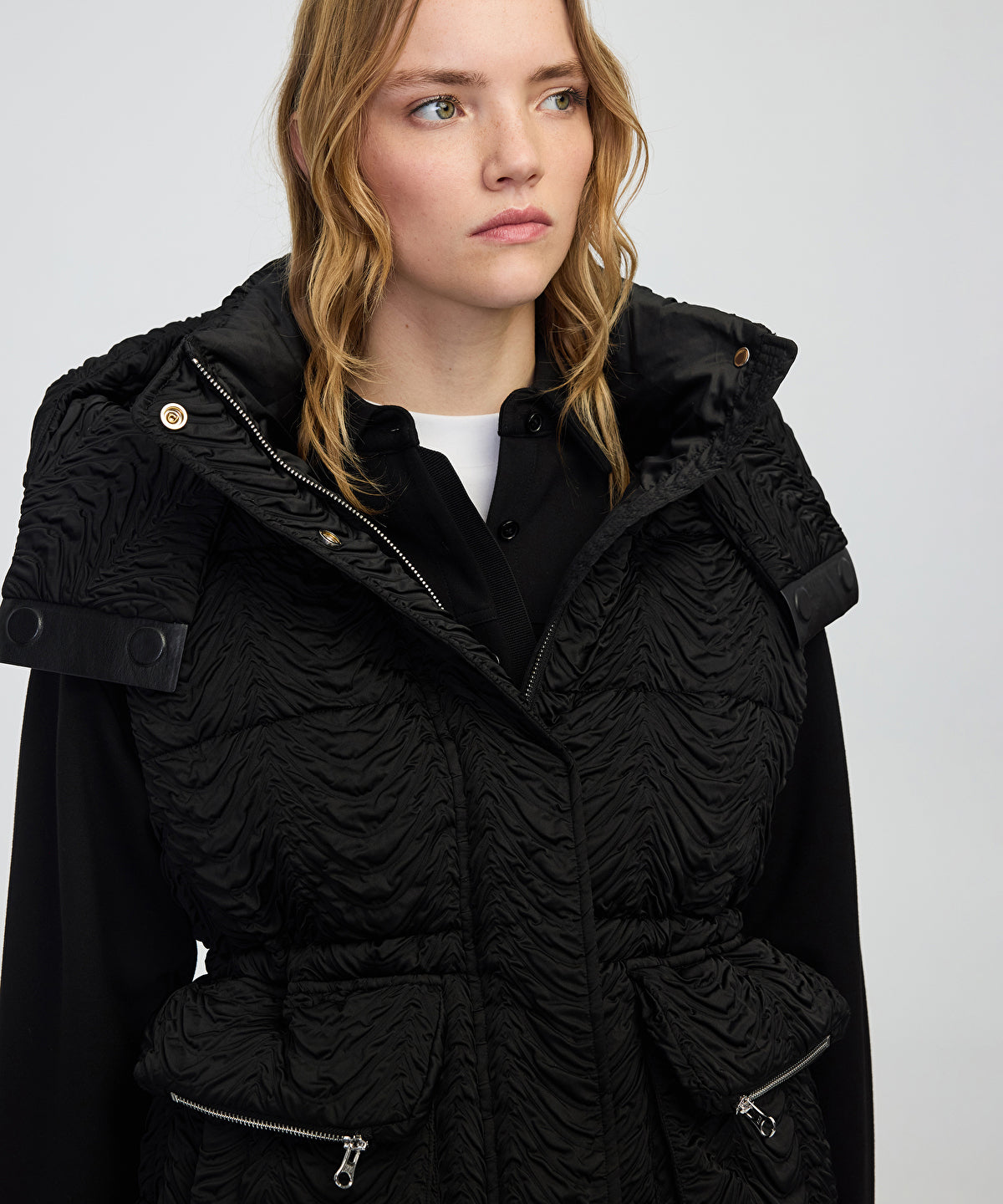 Textured Removable Hooded Vest