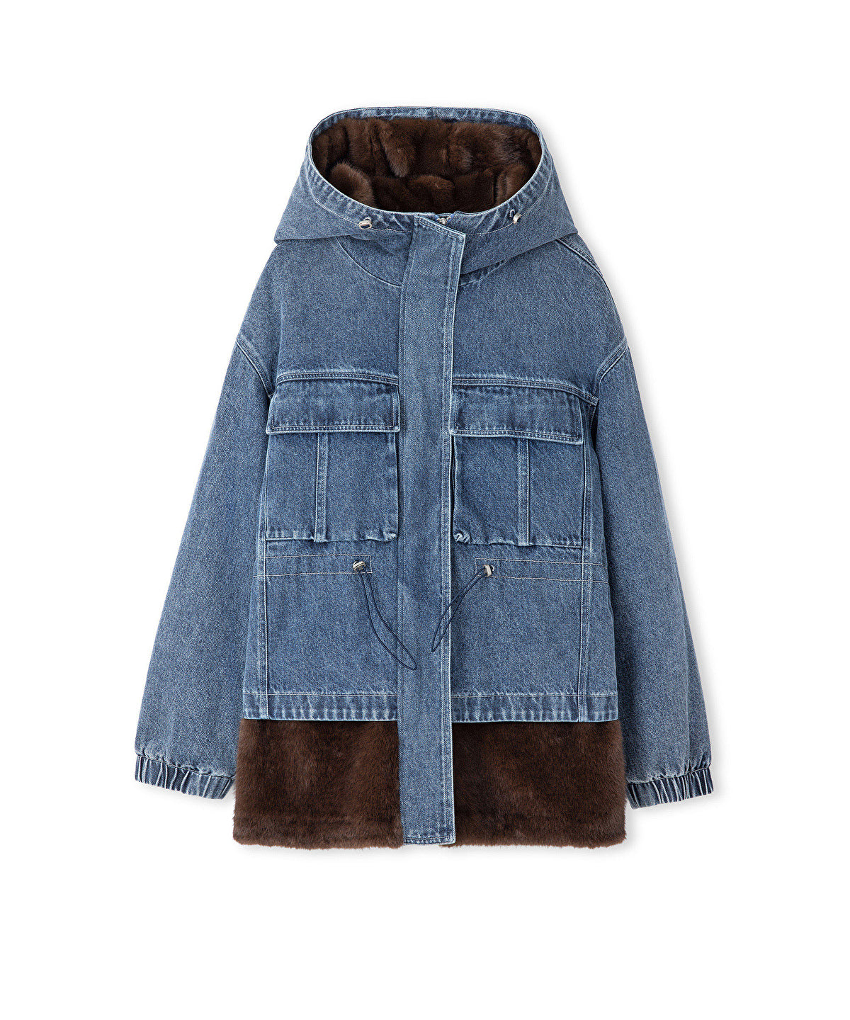 Mixed Media Denim Coat