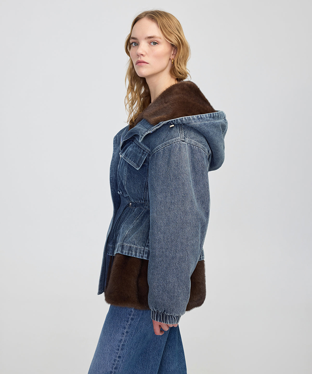 Mixed Media Denim Coat