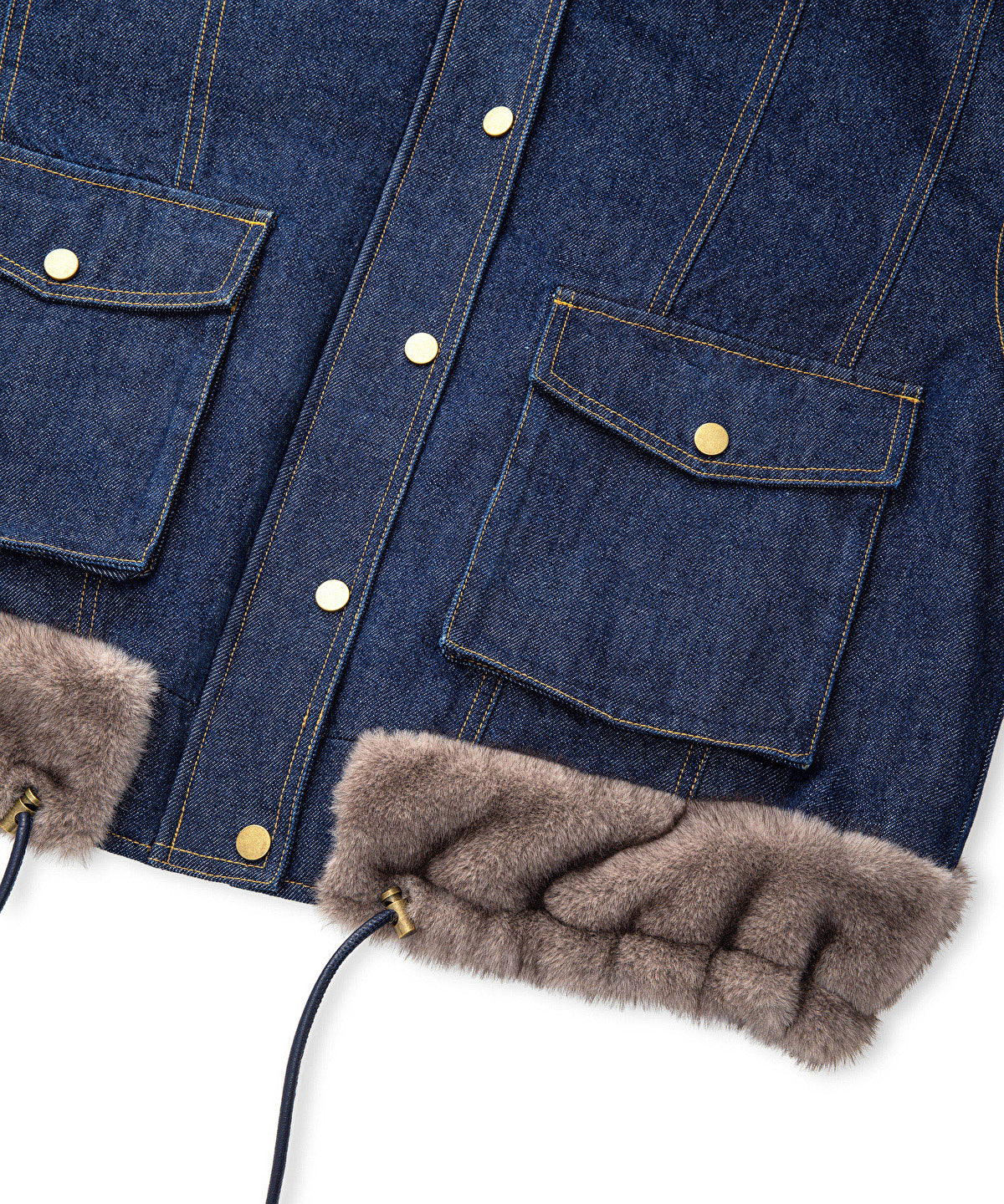 Faux Fur Trim Denim Bomber
