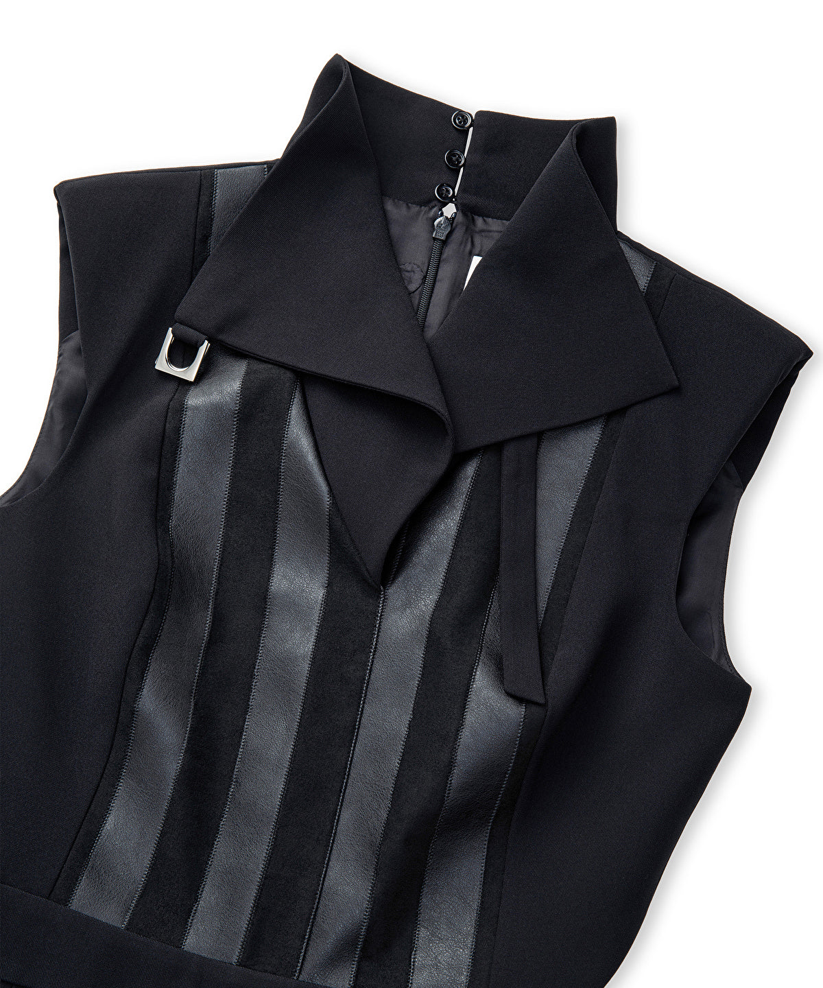 Faux Leather & Suede Panel Jumpsuit