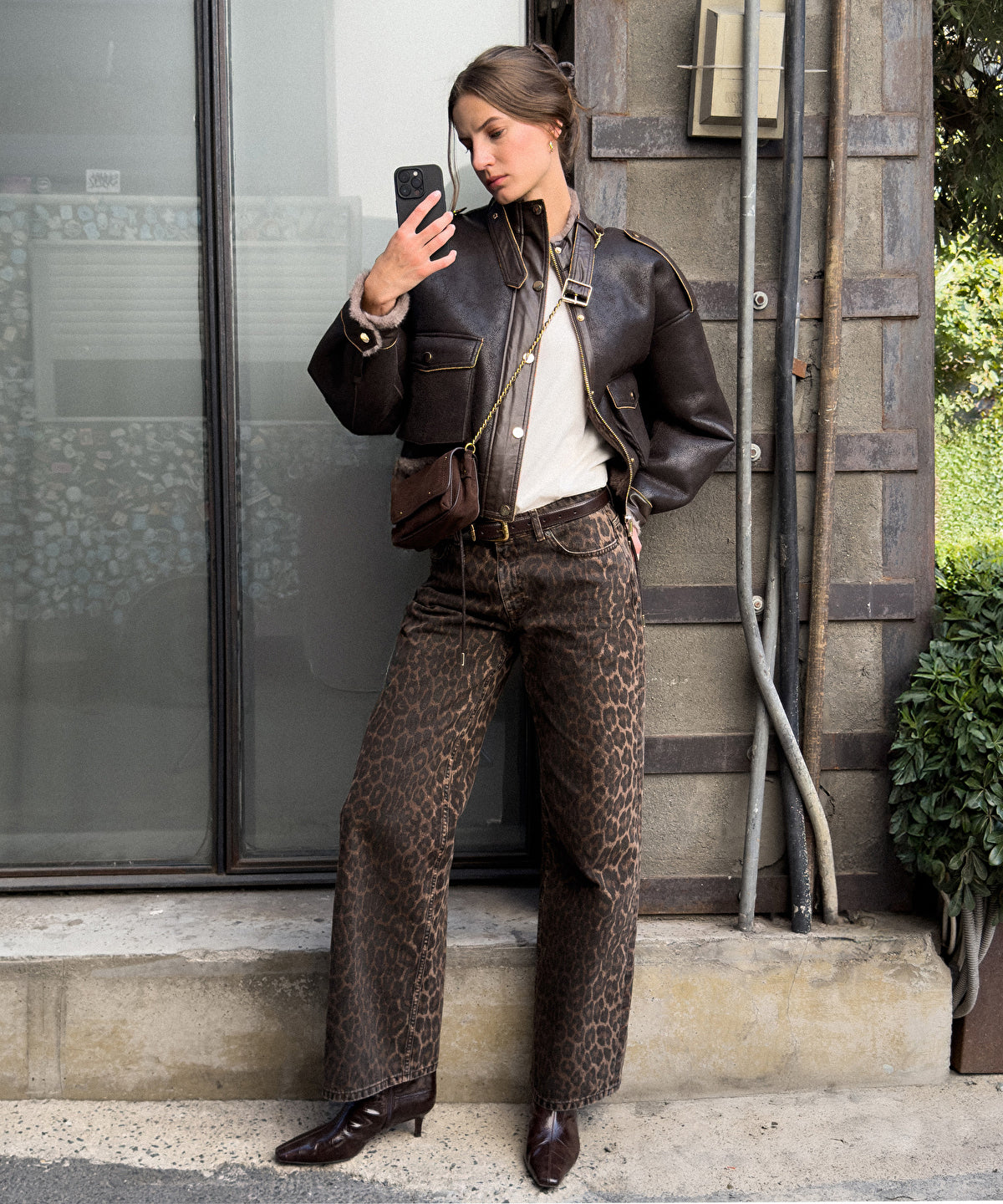 Animal Print Palazzo Jeans