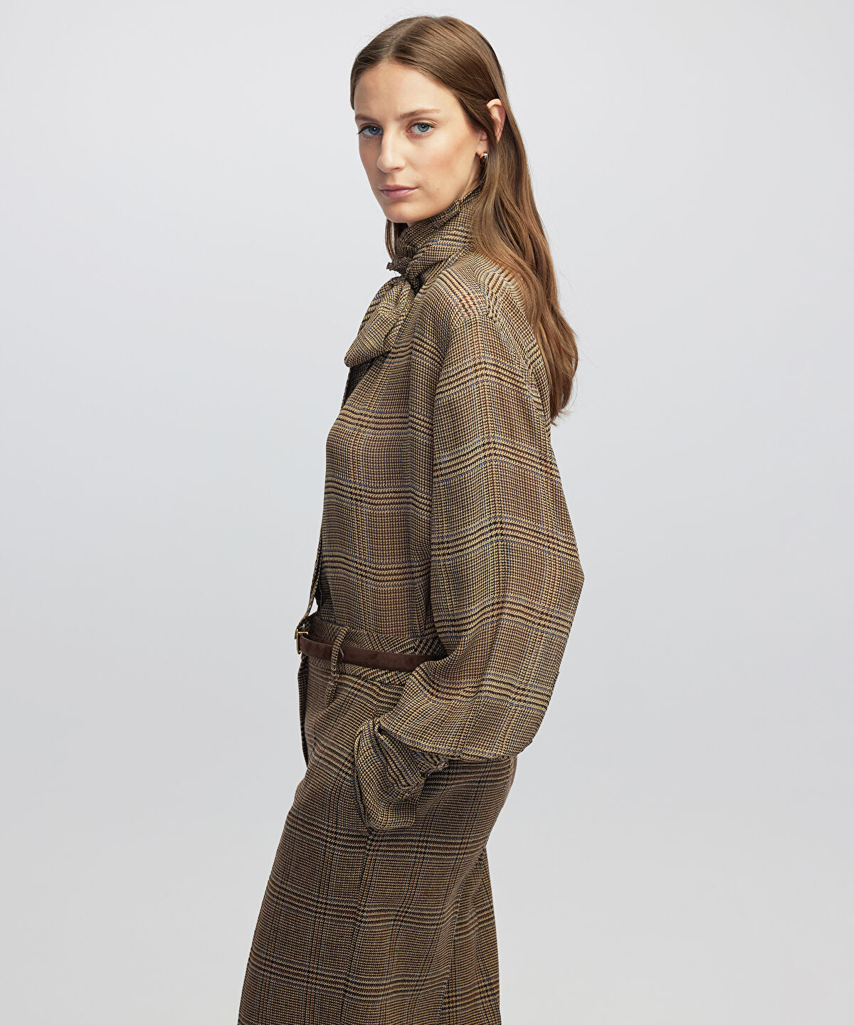 Plaid Shirt with Scarf