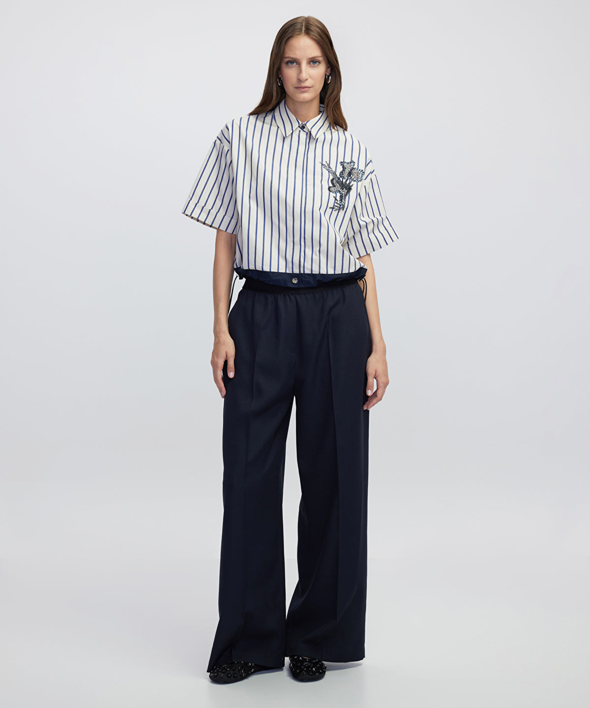 Embroidered Stripe Poplin Shirt