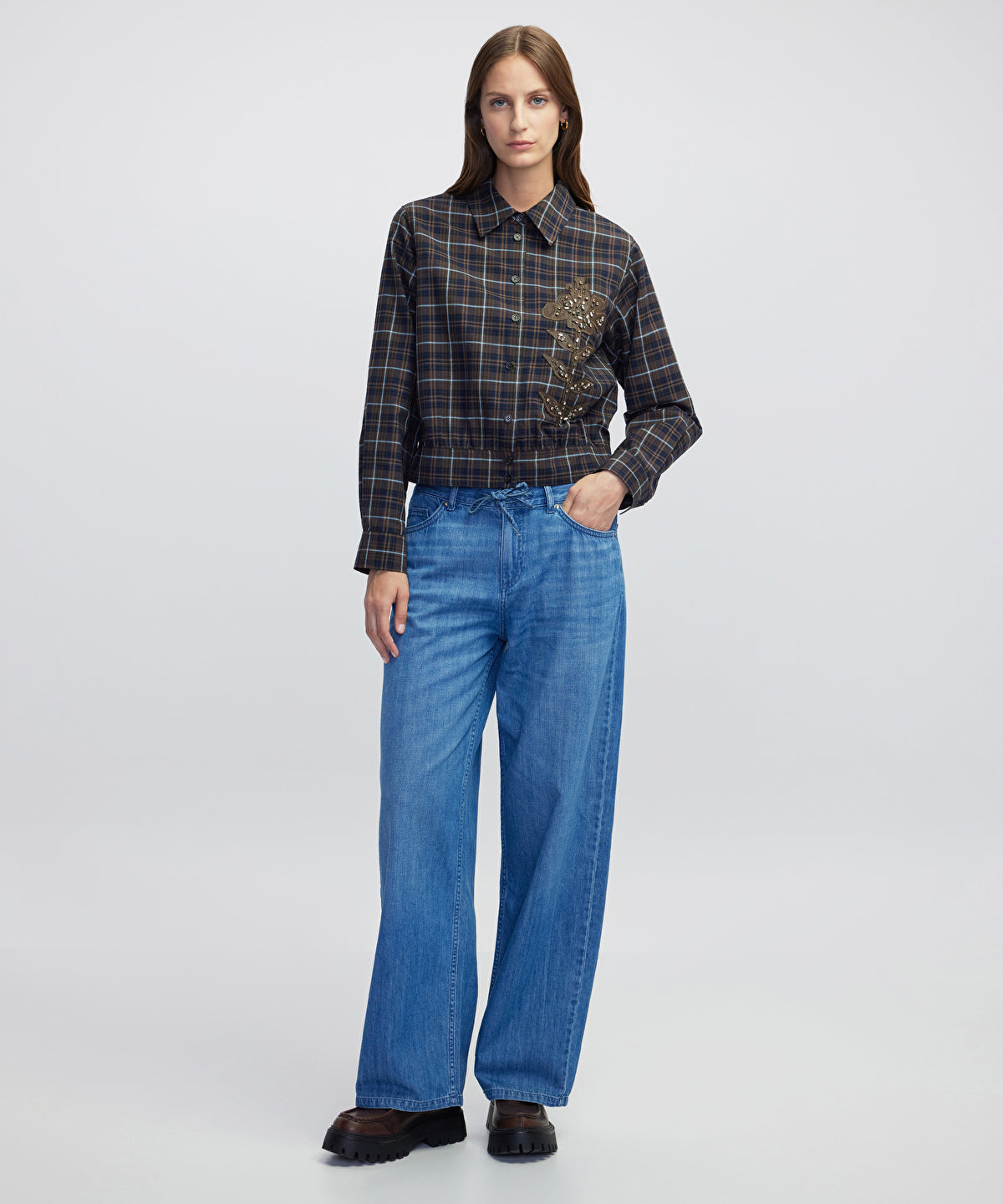 Embellished Floral Applique Shirt