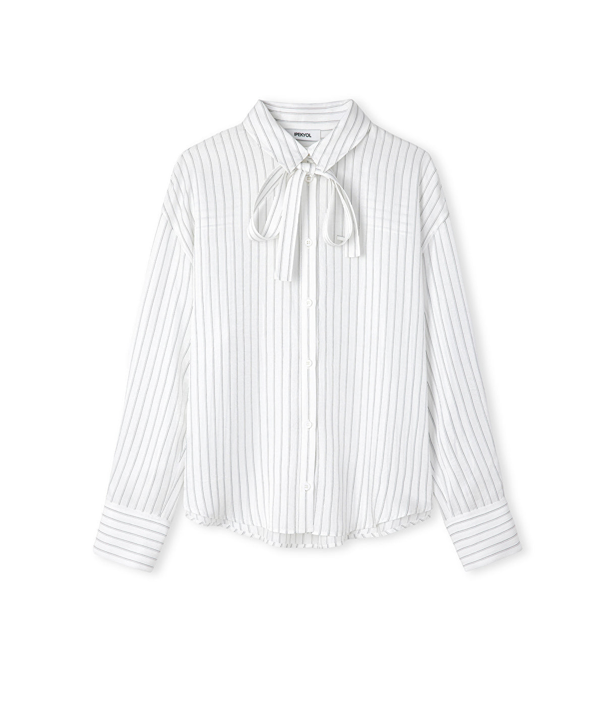 Striped Shirt with Tie-Scarf