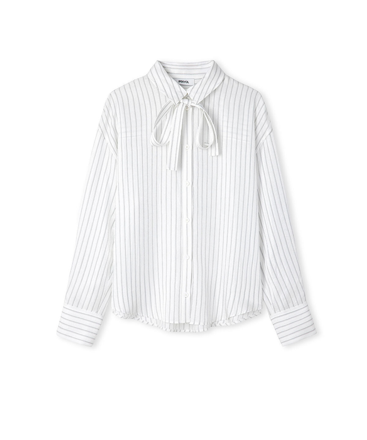 Striped Shirt with Tie-Scarf