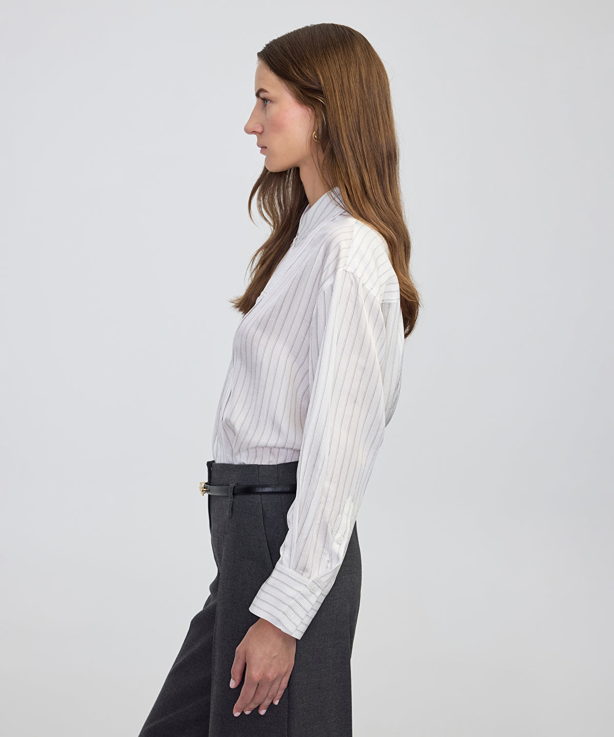 Striped Shirt with Tie-Scarf