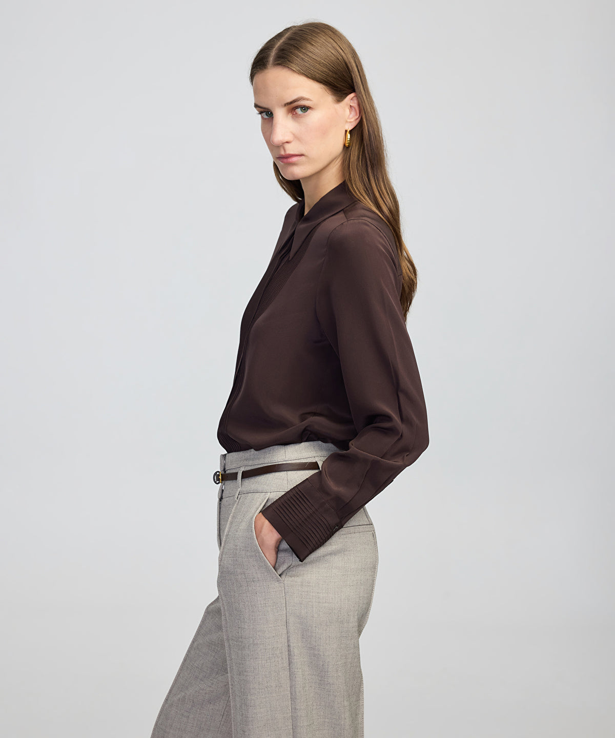 Silk Shirt with Pintucks