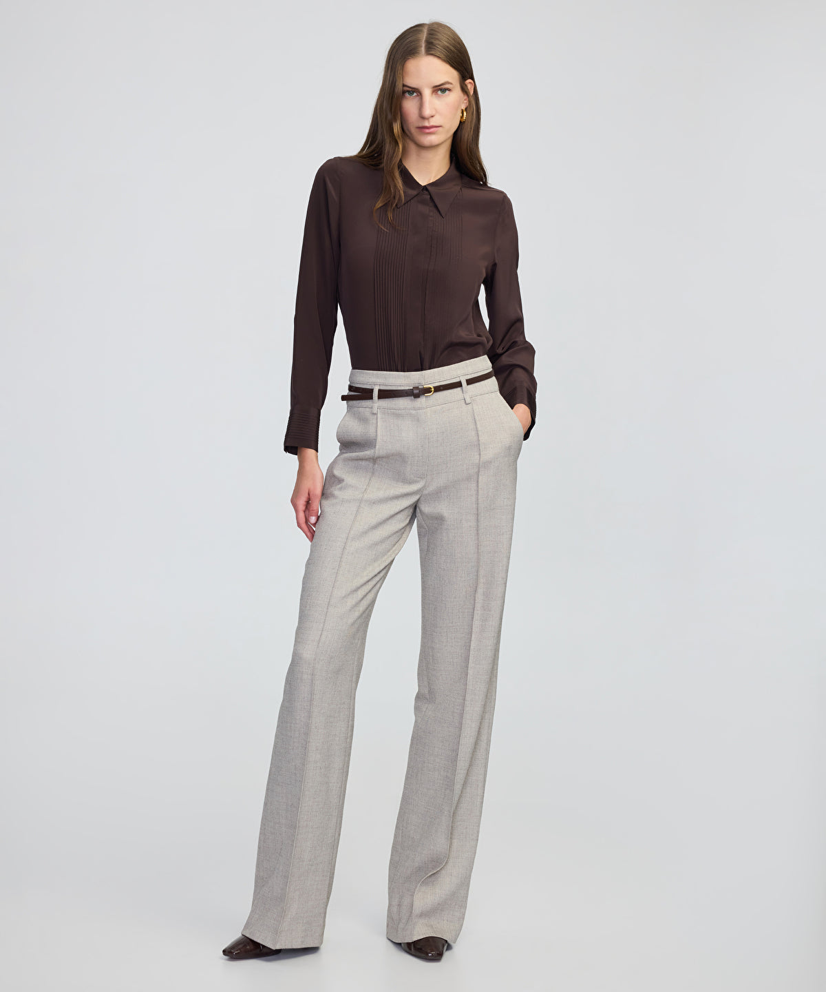 Silk Shirt with Pintucks