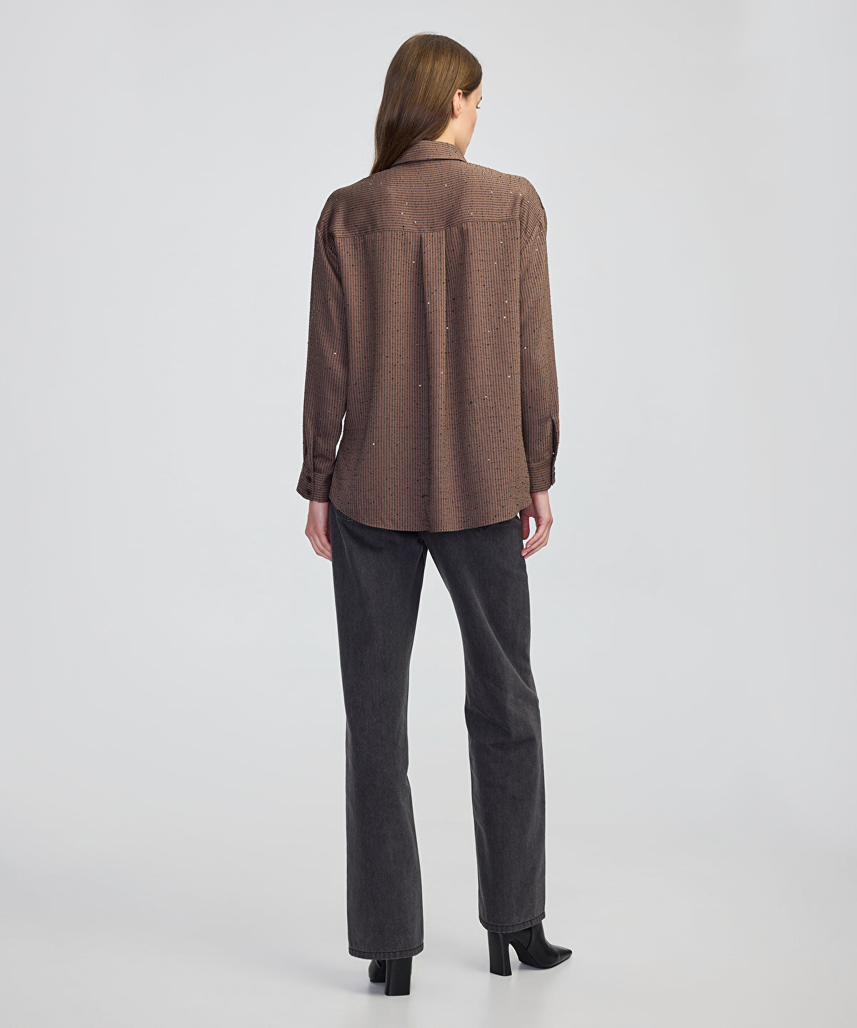 Sequin Embellished Striped Shirt