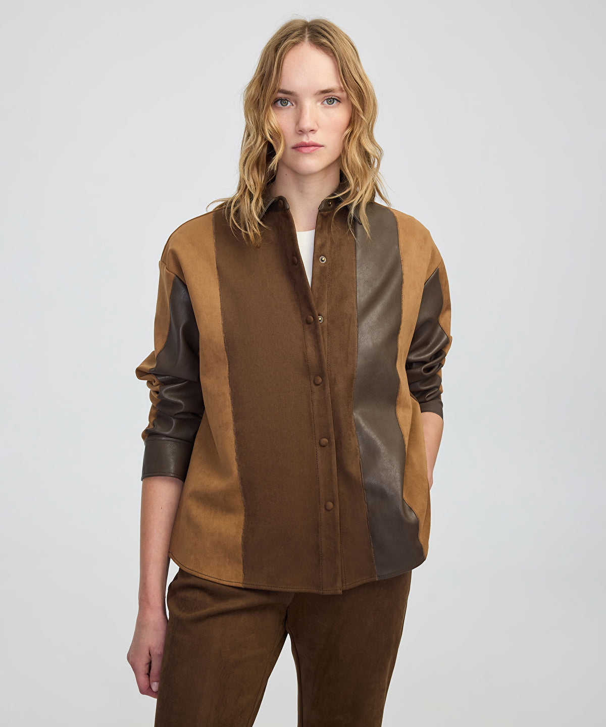 Color-Block Mixed Shirt