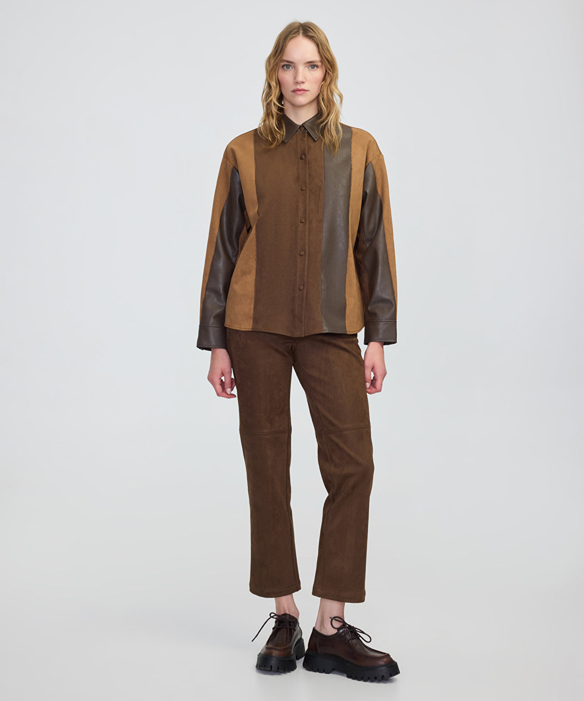 Color-Block Mixed Shirt